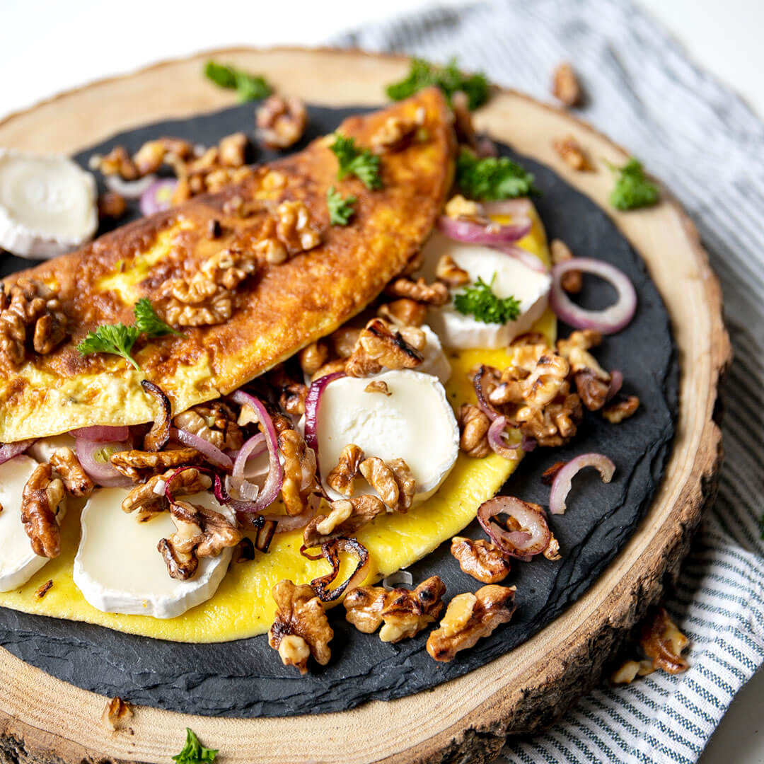 Omelett mit Ziegenkäse & zuckerfreiem Honig