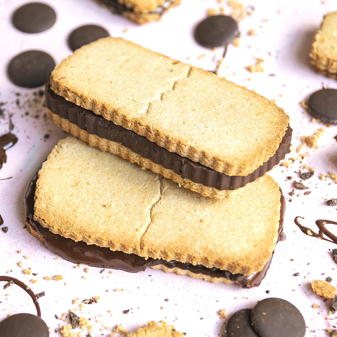 Vegane Doppelkekse mit Schokolade