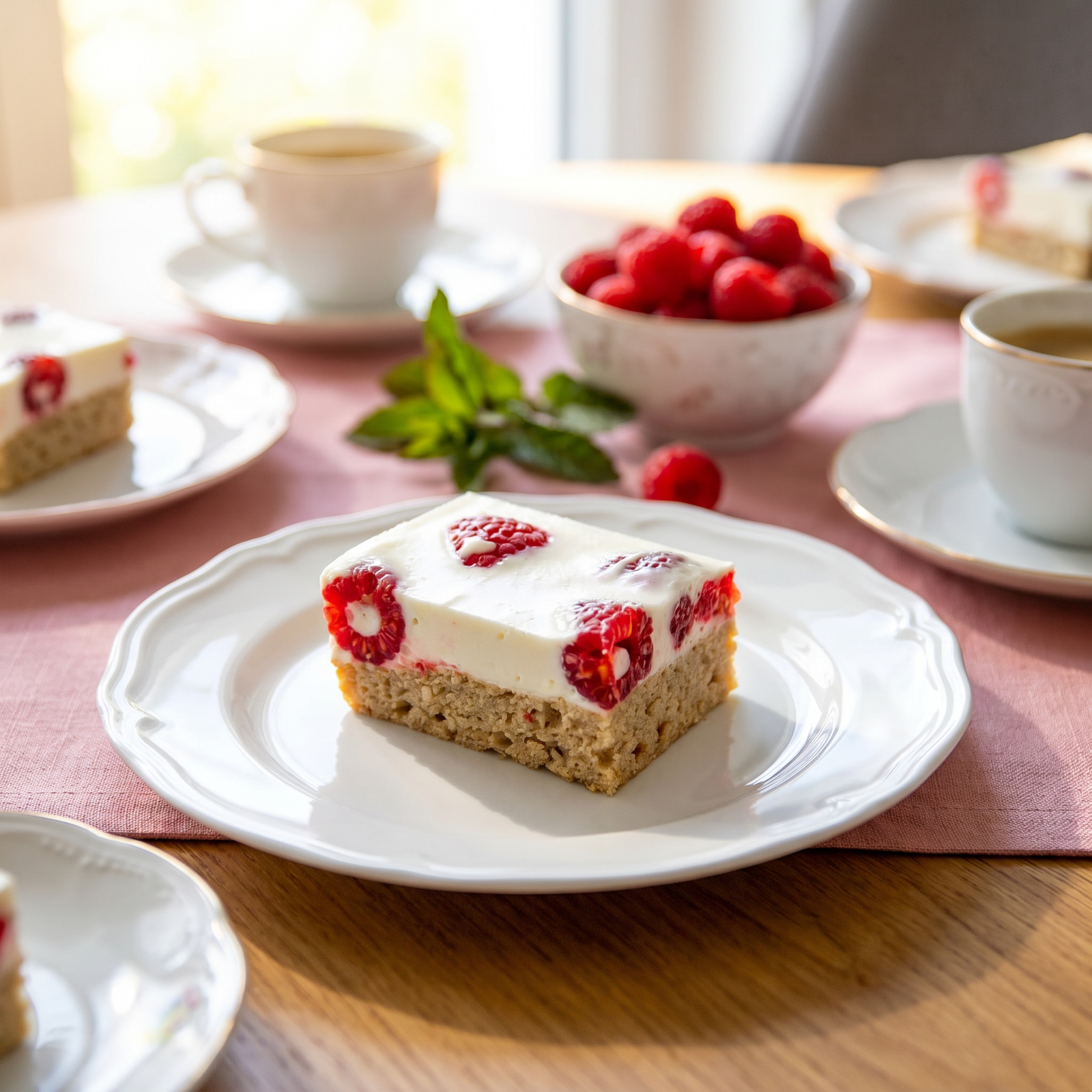 Ketogene Quarkschnitte mit Himbeeren