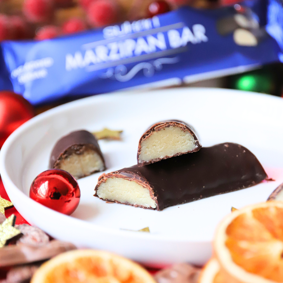 Lower-Carb* Marzipan Schokoriegel