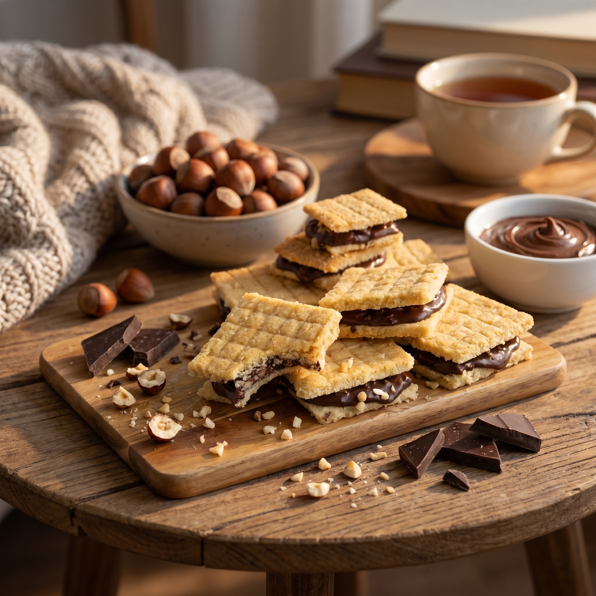 Knusprige Low-Carb & Keto Haselnuss-Schoko-Schnitten
