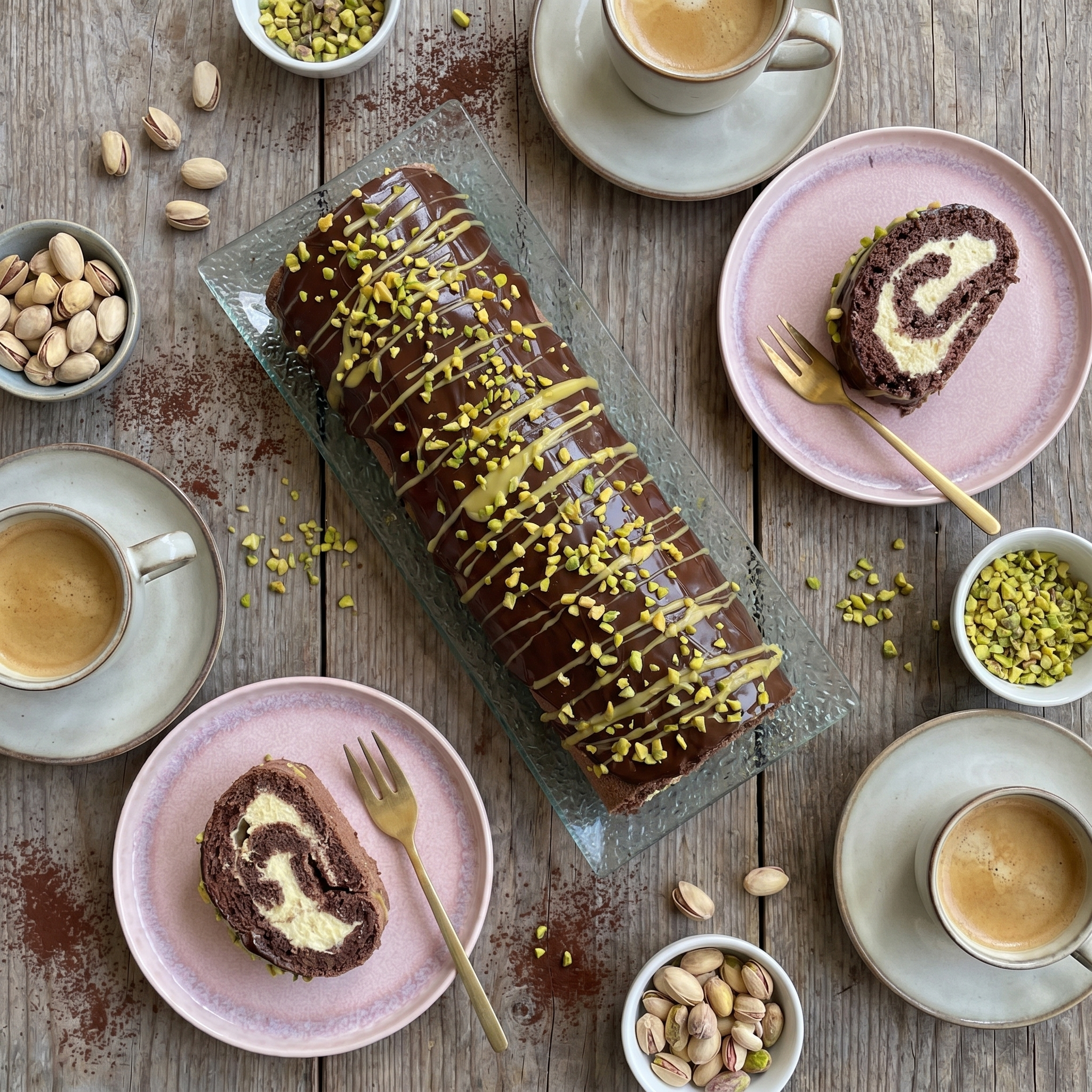 Low-Carb & Keto Schoko-Pistazien-Rolle