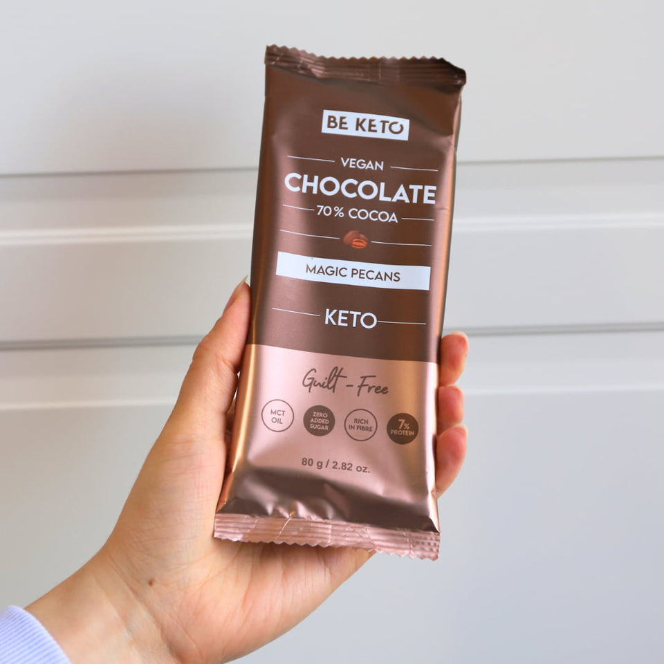 Vegane Keto Schokolade mit MCT-Öl - Magische Pekannüsse
