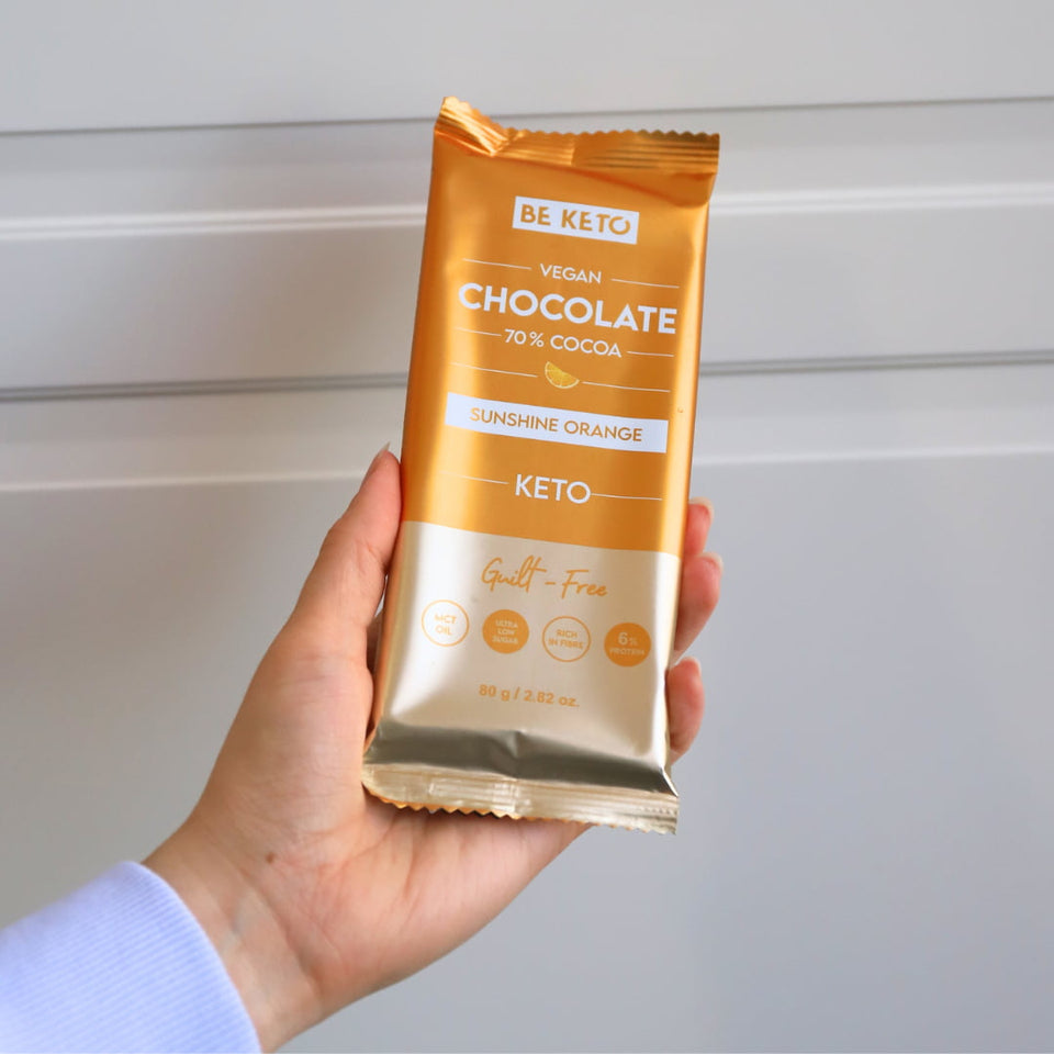 Vegane Keto Schokolade mit MCT-Öl - Sonnenschein Orange