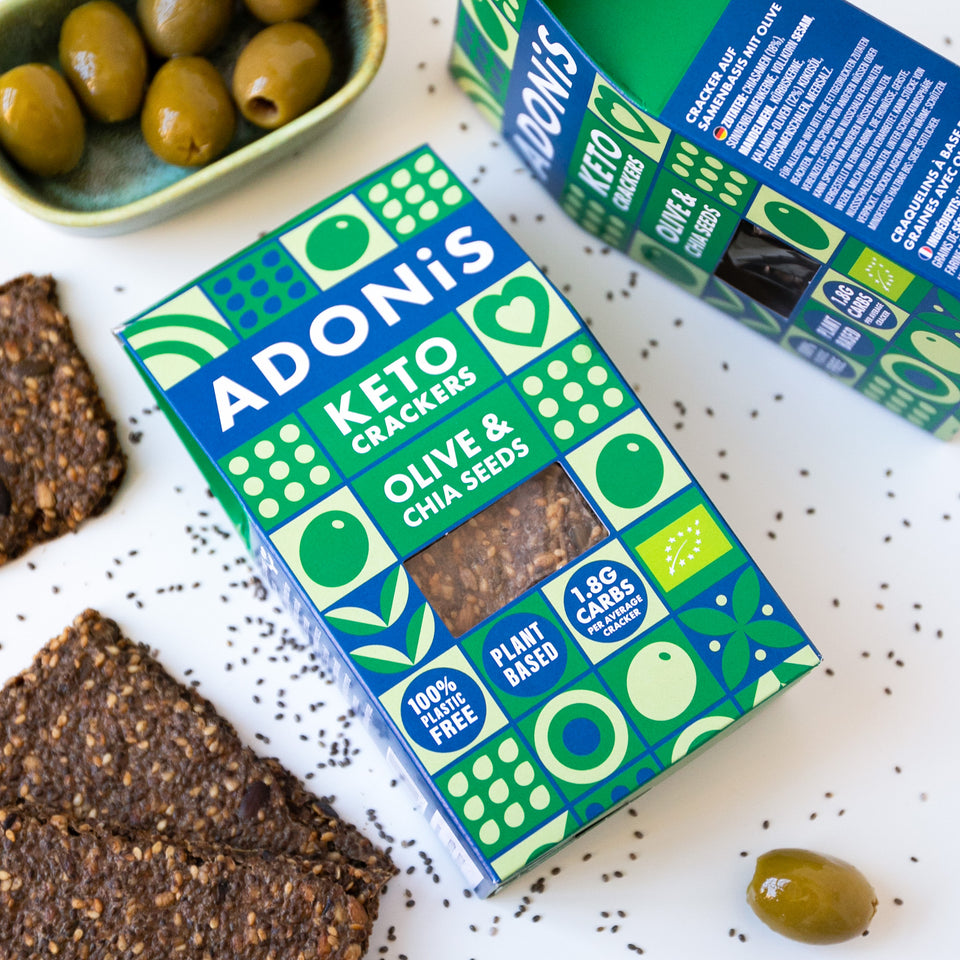 Keto Cracker | Oliven & Chia Samen