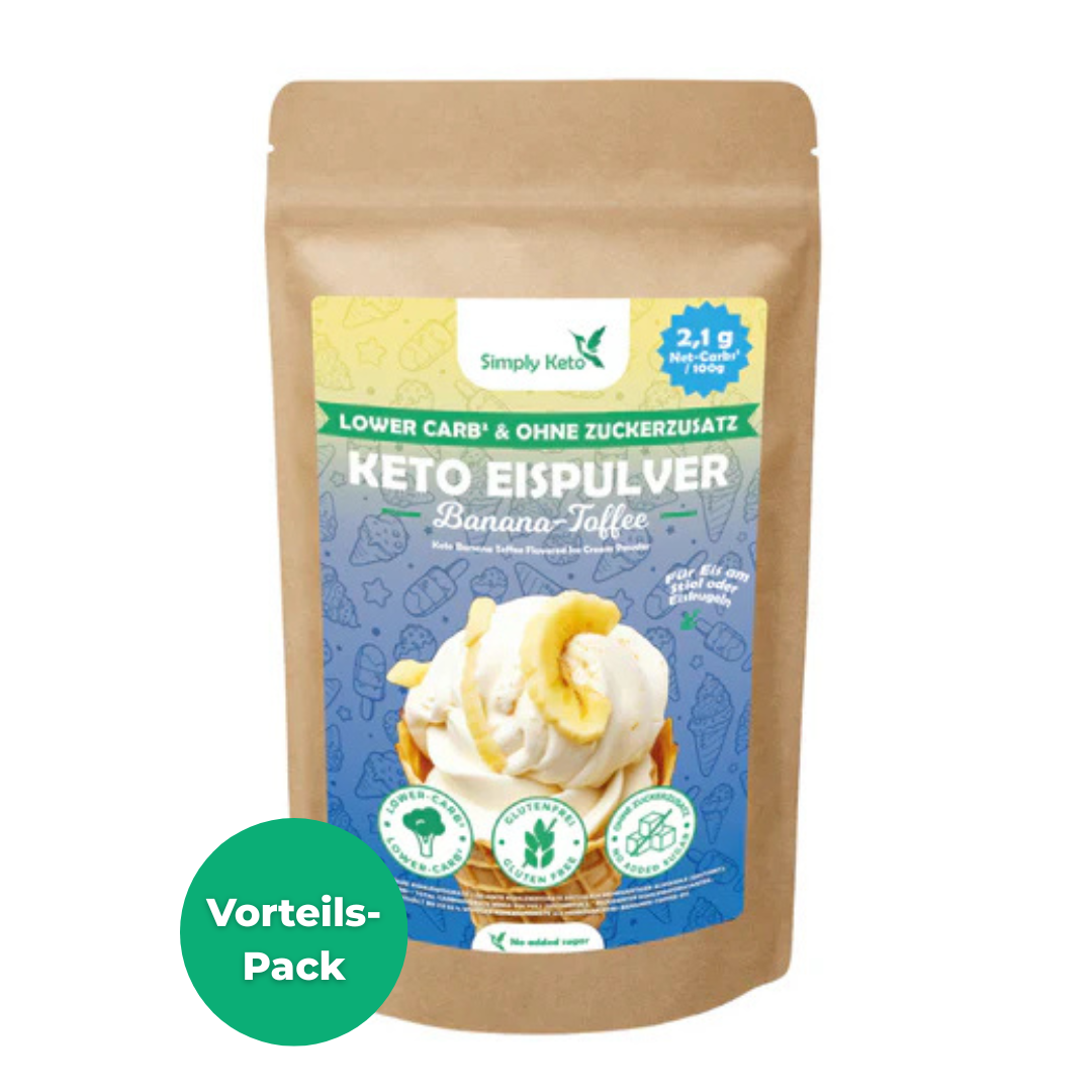 Lower-Carb* & Keto Eispulver | Banana-Toffee | Maxipack 500 g