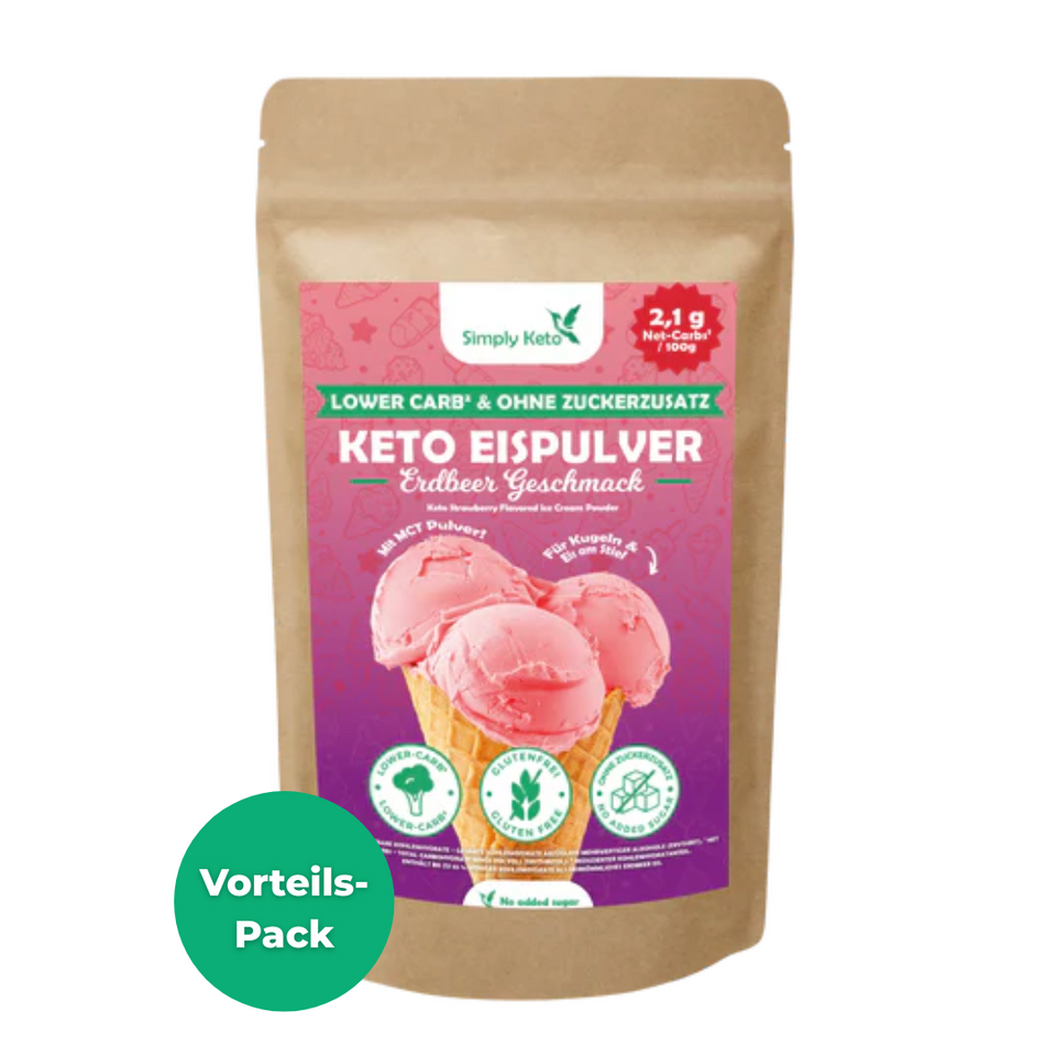 Lower-Carb* & Keto Eispulver | Erdbeere | Maxipack 500g