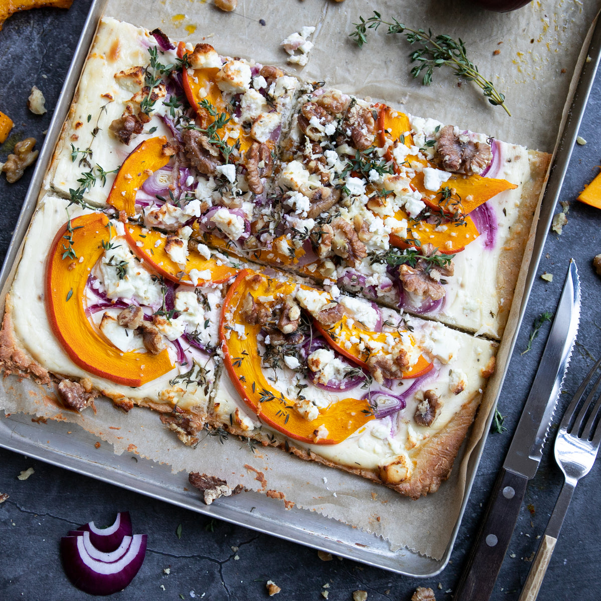 Low-Carb Kürbis-Flammkuchen
