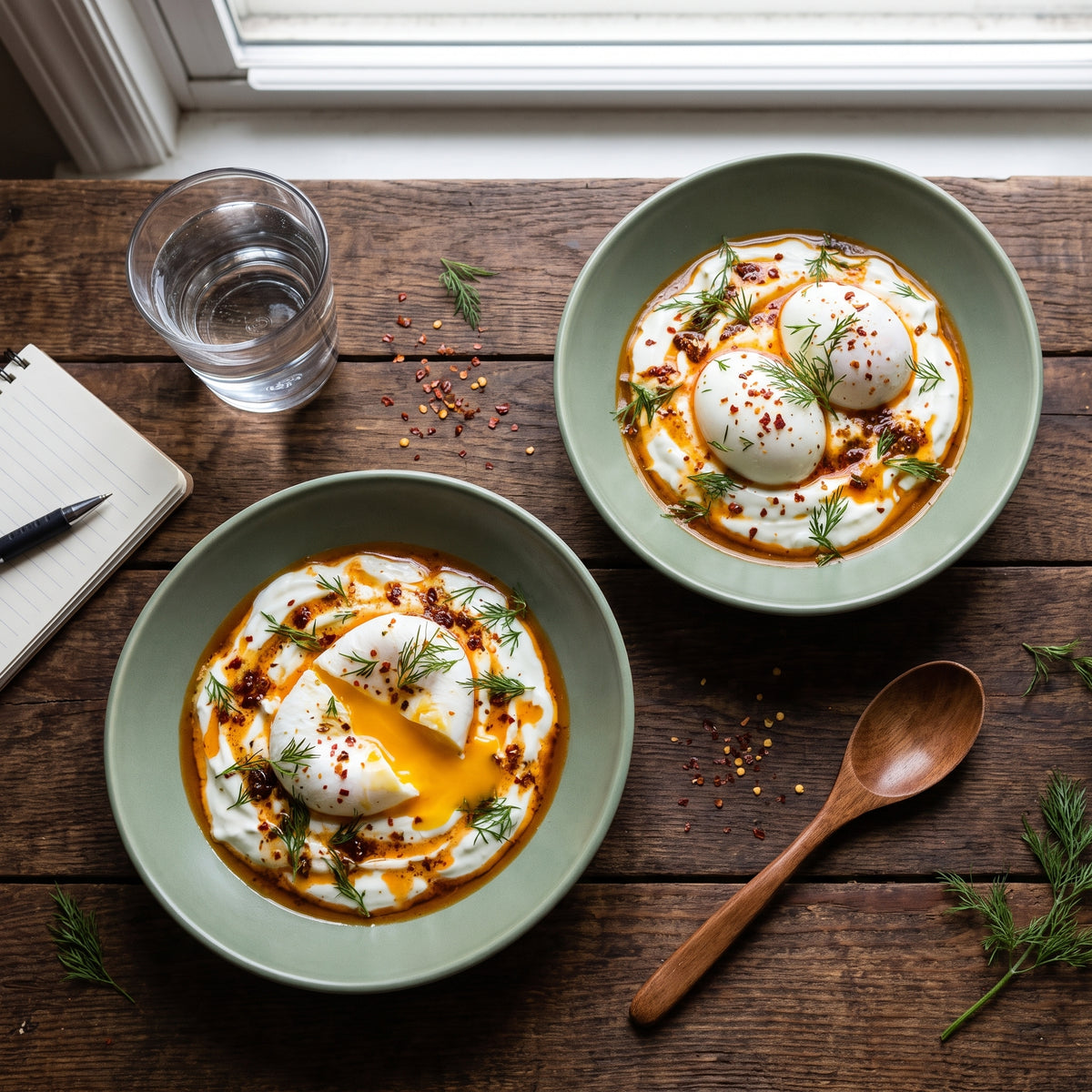 Türkisches Keto Frühstück mit pochierten Eiern
