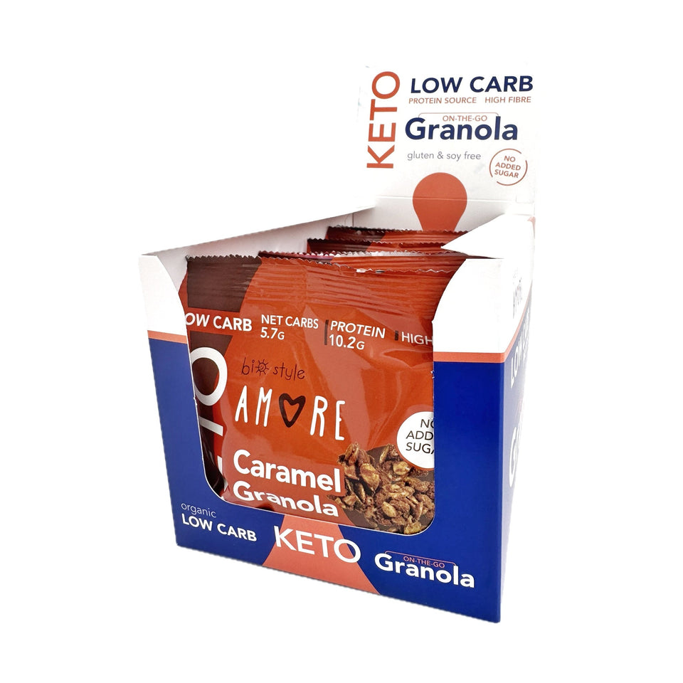 AMORE Keto Granola On the Go Karamell Box