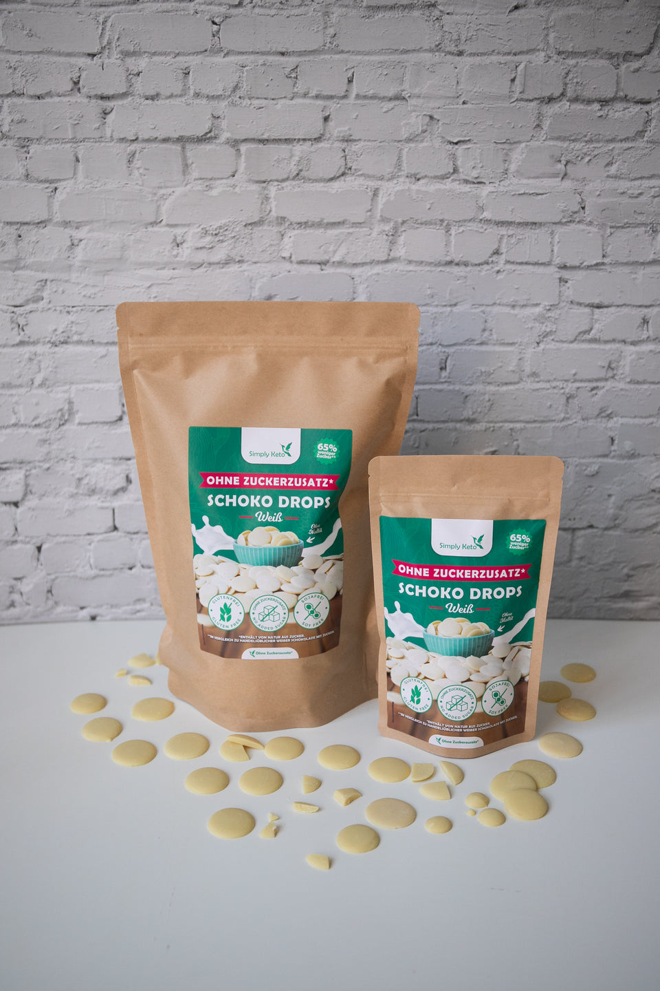 Weiße Schoko Drops 750 g | Erythrit | Vorteilspack