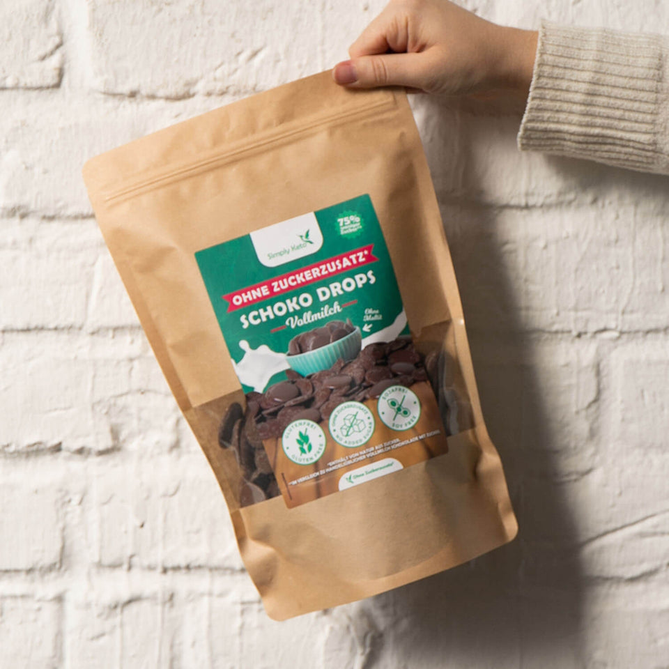 VOLLMILCH Schoko-Drops 750 g | Erythrit | Vorteilspack