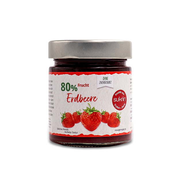 Erdbeer Fruchtaufstrich mit Erythrit & Stevia 225 g