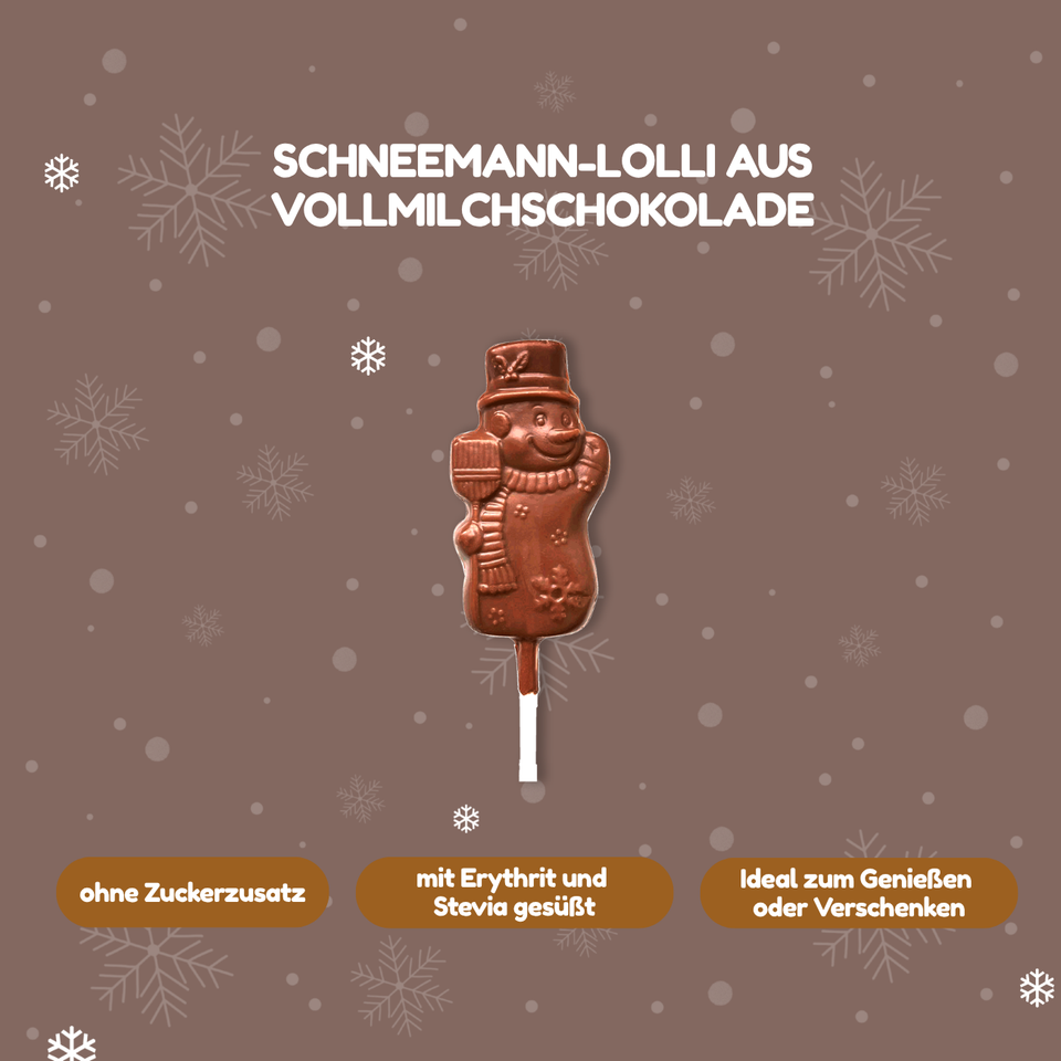 Schneemann-Schokoladenlolli Vollmilch 10 g