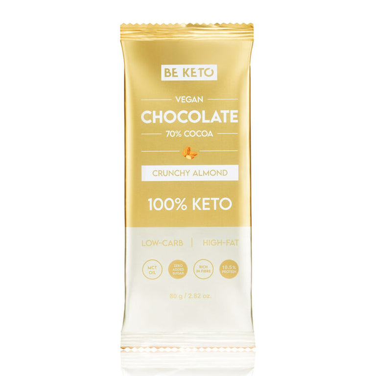 Vegane Keto Schokolade mit MCT-Öl - Knusprige Mandel