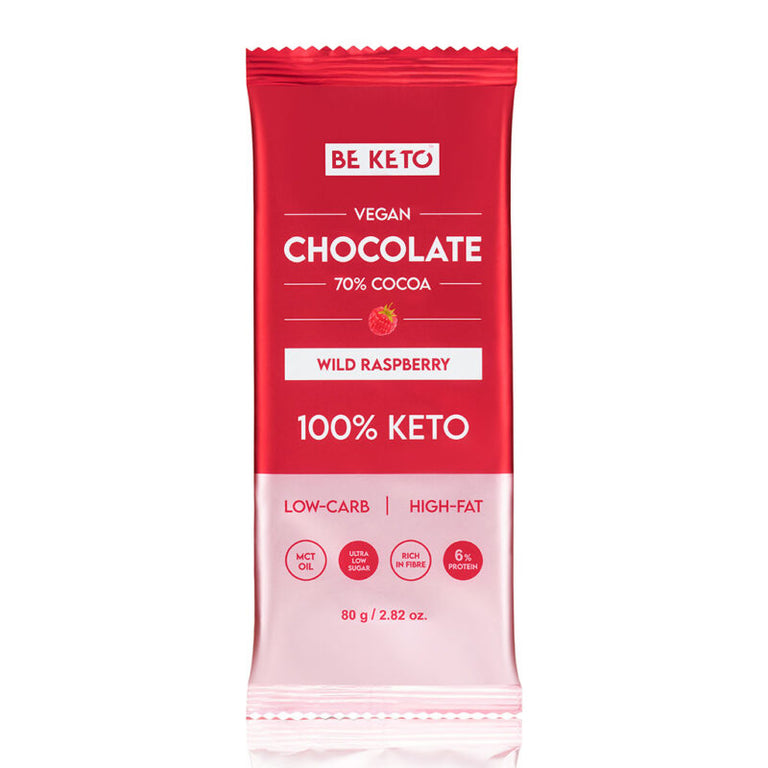 Vegane Keto Schokolade mit MCT-Öl - Wilde Himbeere