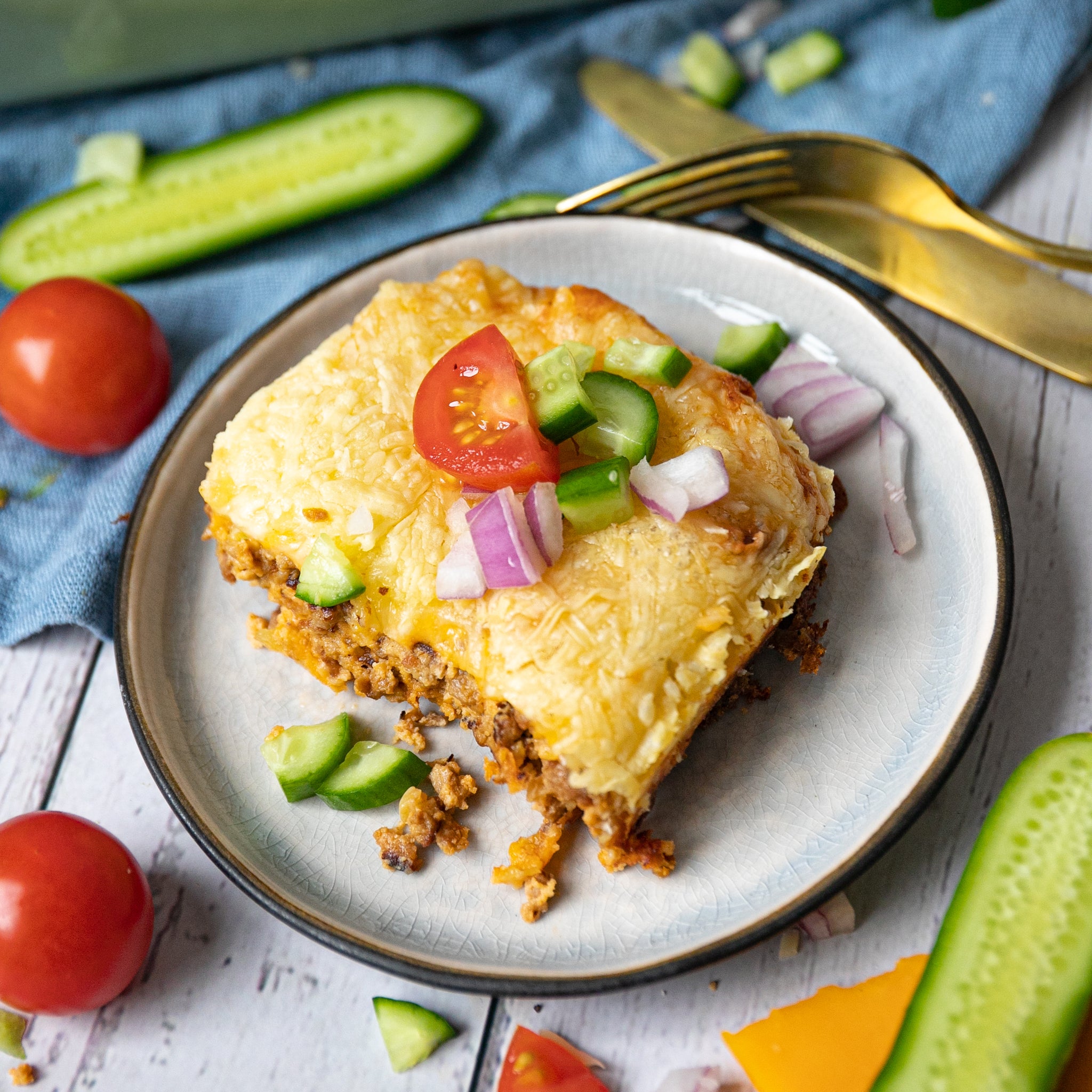 Veggie Keto Cheeseburger-Auflauf