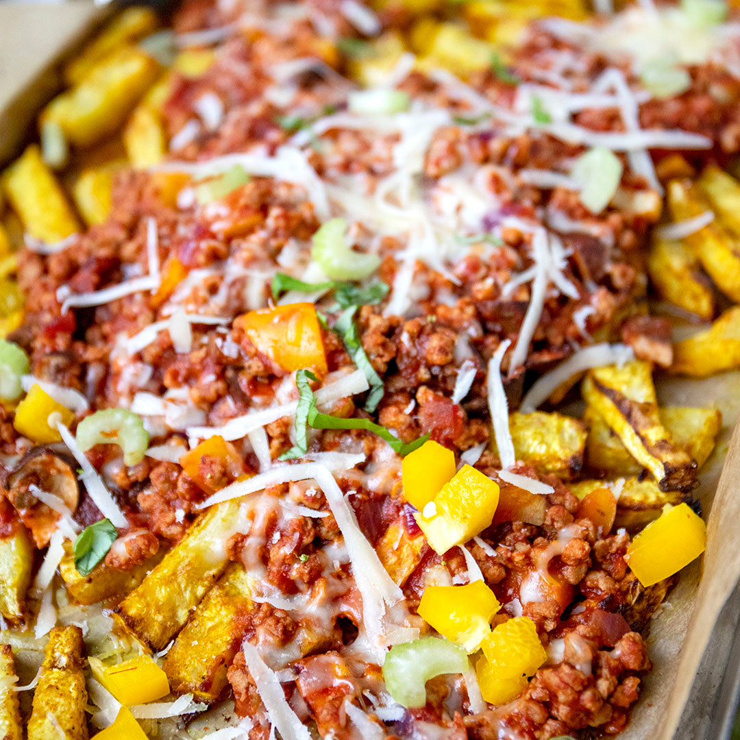 Low-Carb Veggie Chili Cheese Fries