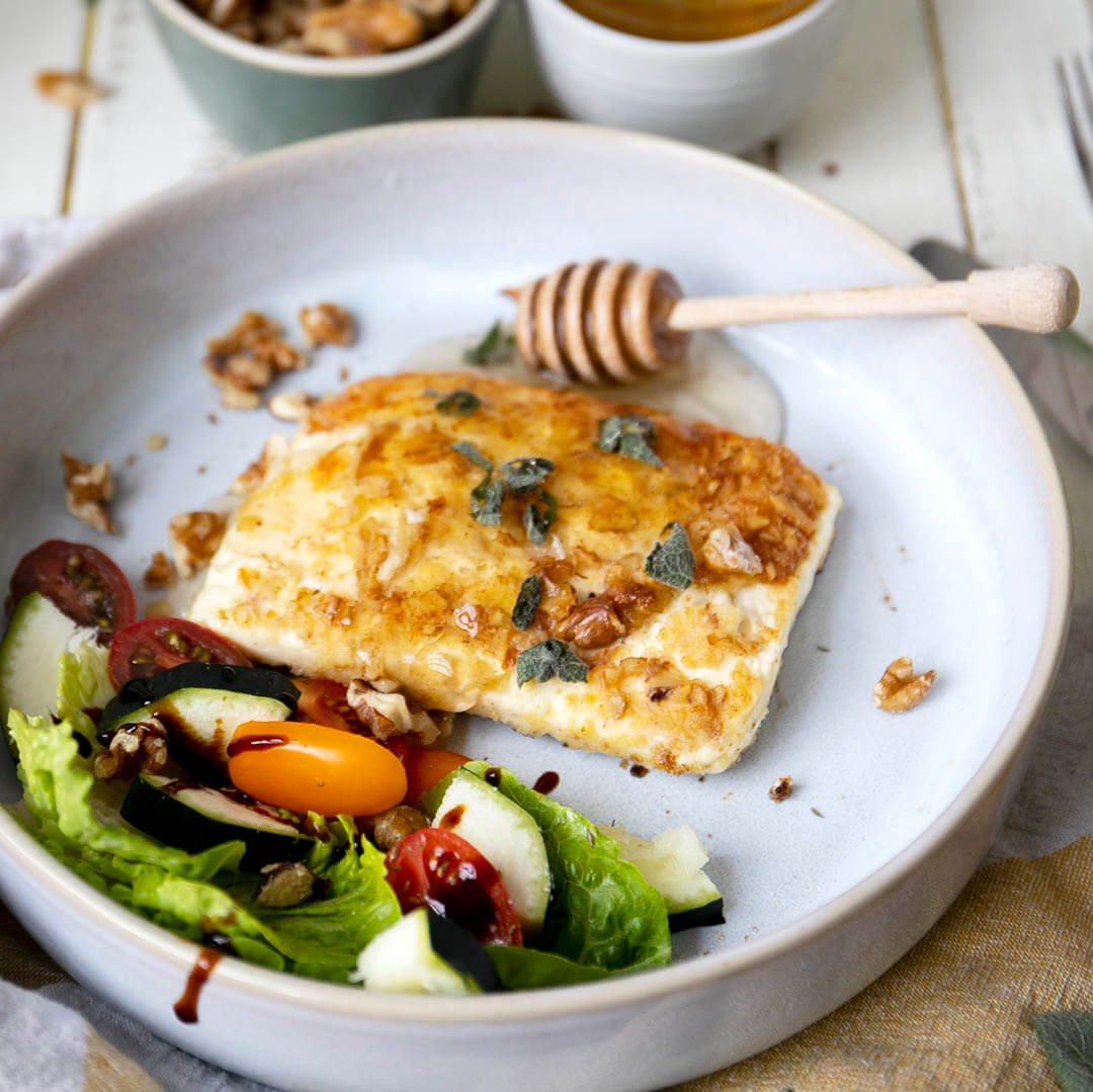 Gebackener Feta mit veganem Honig