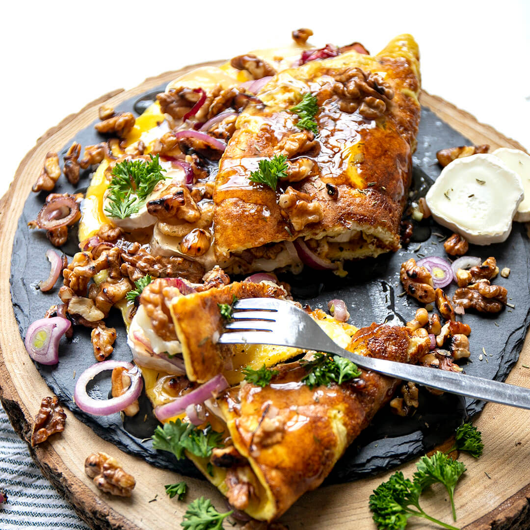 Omelett mit Ziegenkäse & zuckerfreiem Honig