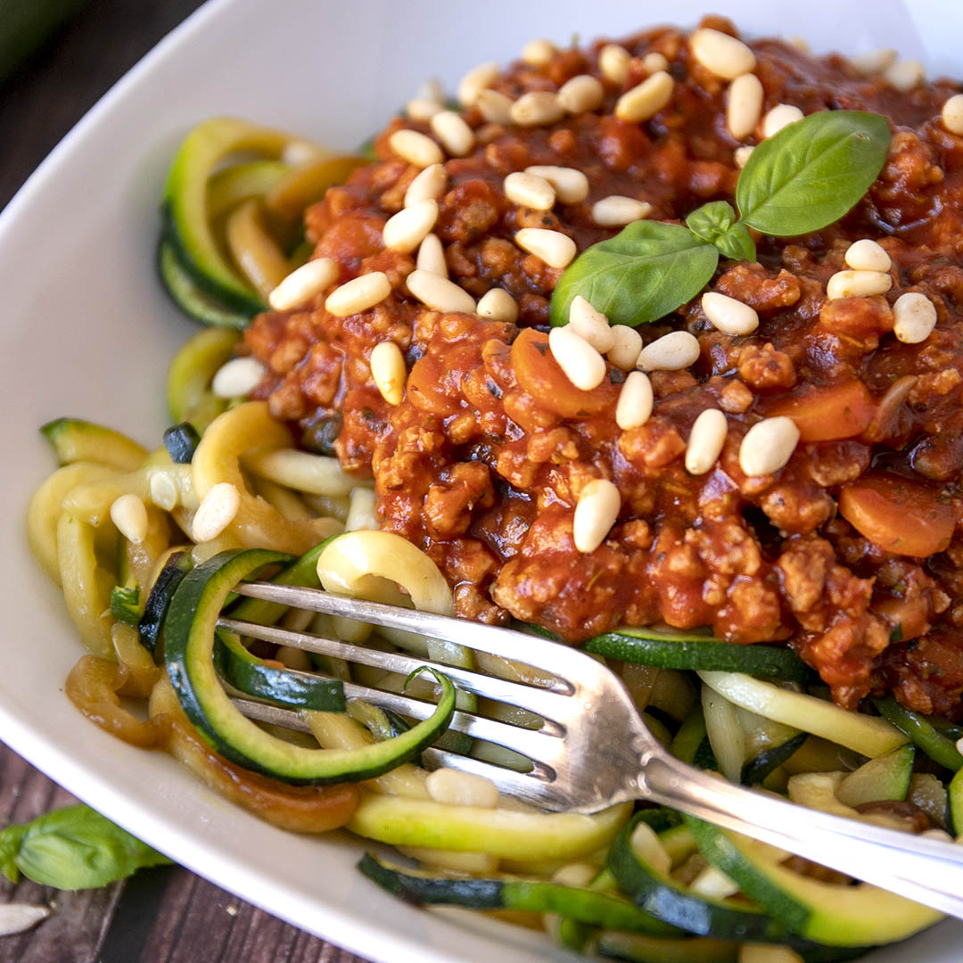 Low-Carb Spaghetti mit veganer Bolognese