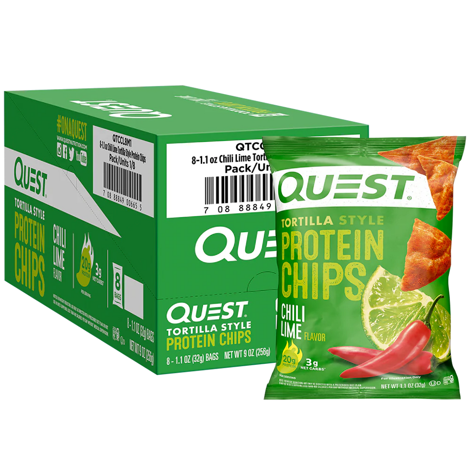 Chili Lime Tortilla Style Protein Chips  | 8er Maxipack