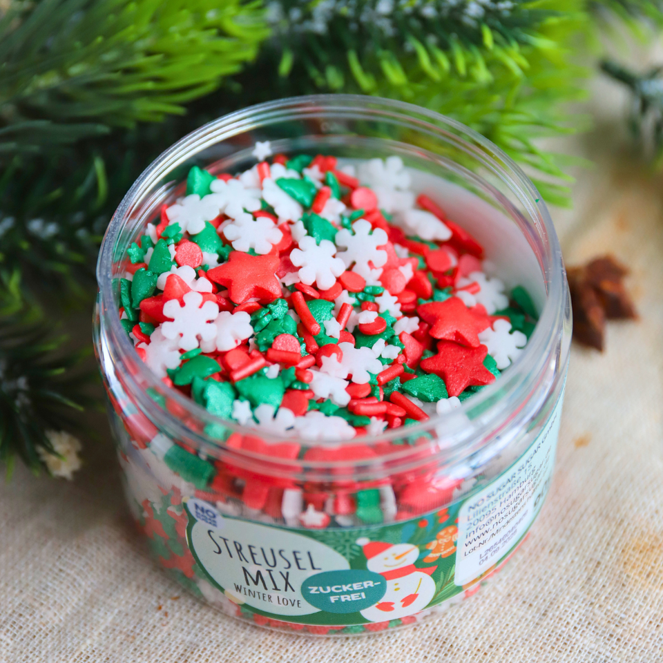 Zuckerfreier Streuselmix Winter Love offen