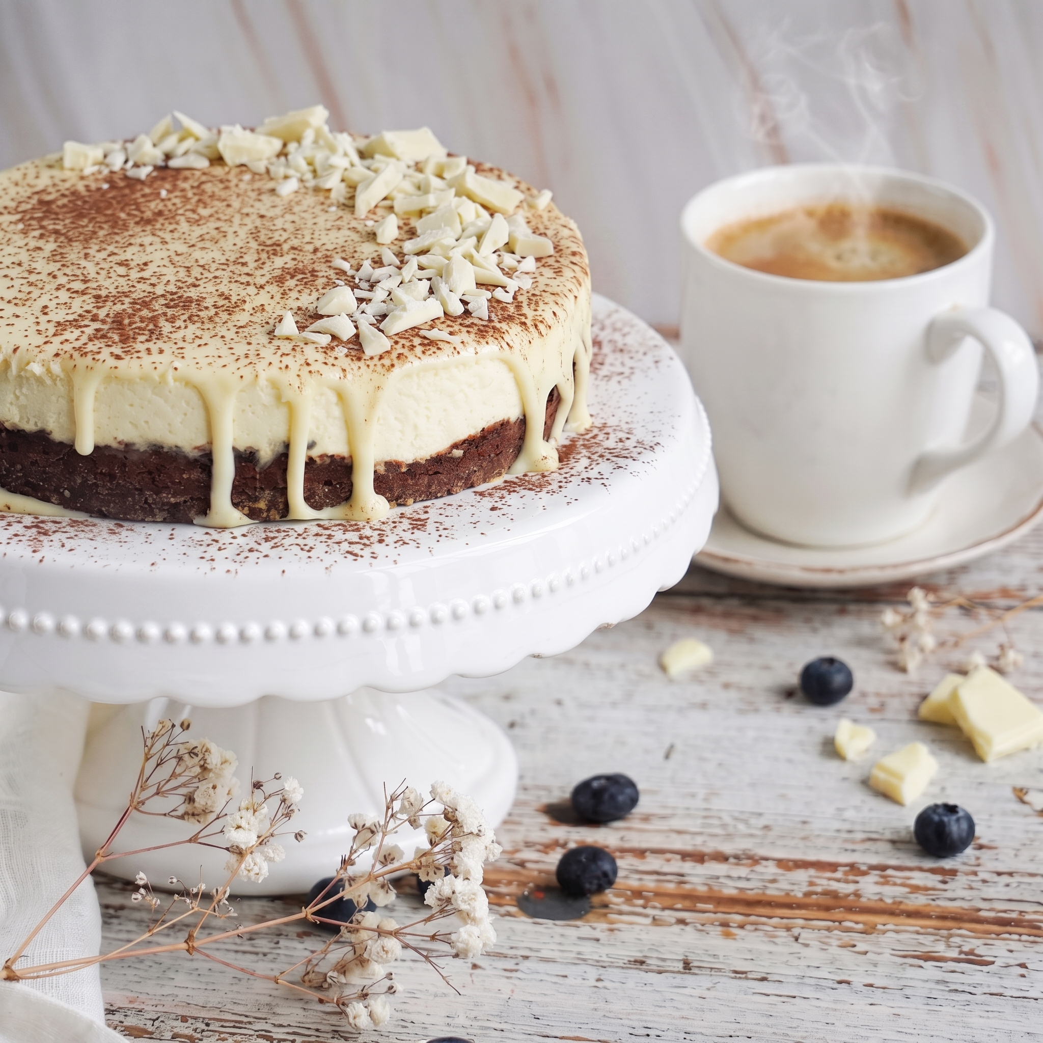 Weiße Low-Carb Schoko Mousse Torte