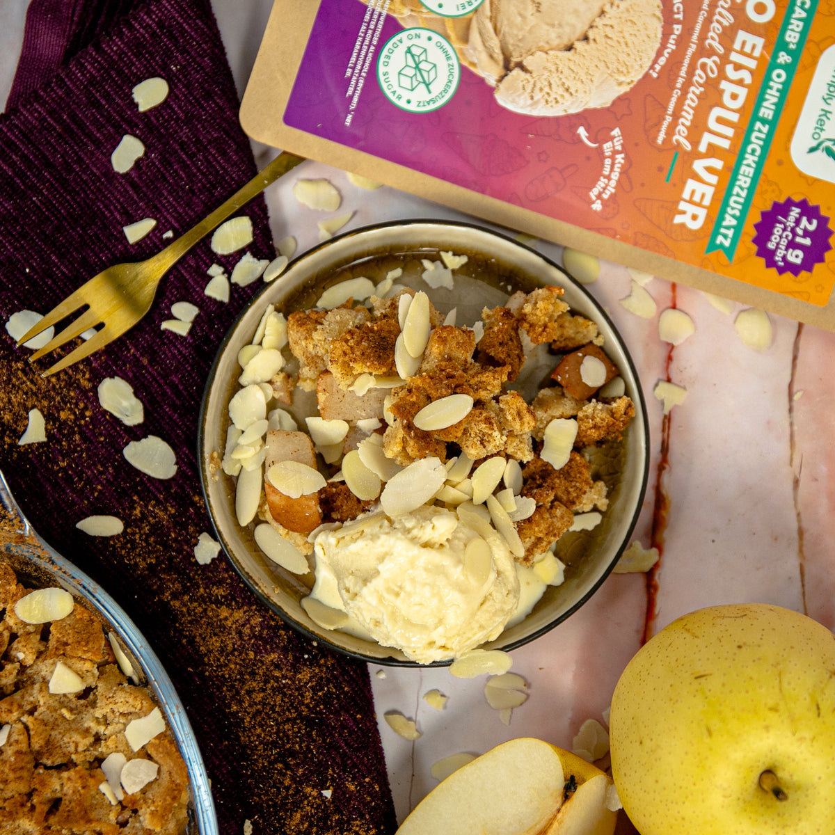 Low-Carb Nashi-Birnen-Crumble