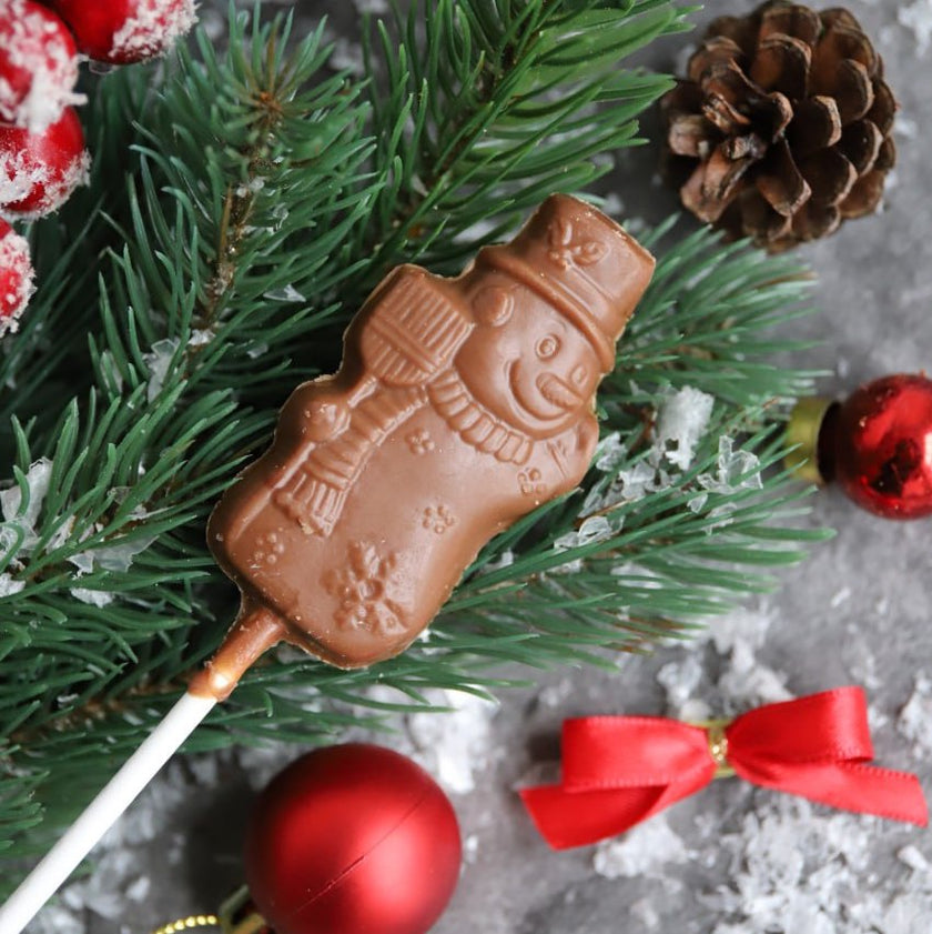 Lower-Carb* Schneemann-Schokoladenlolli | Vollmilch