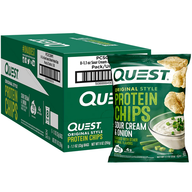 Sour Cream & Onion Protein Chips Original Style  | 8er Maxipack
