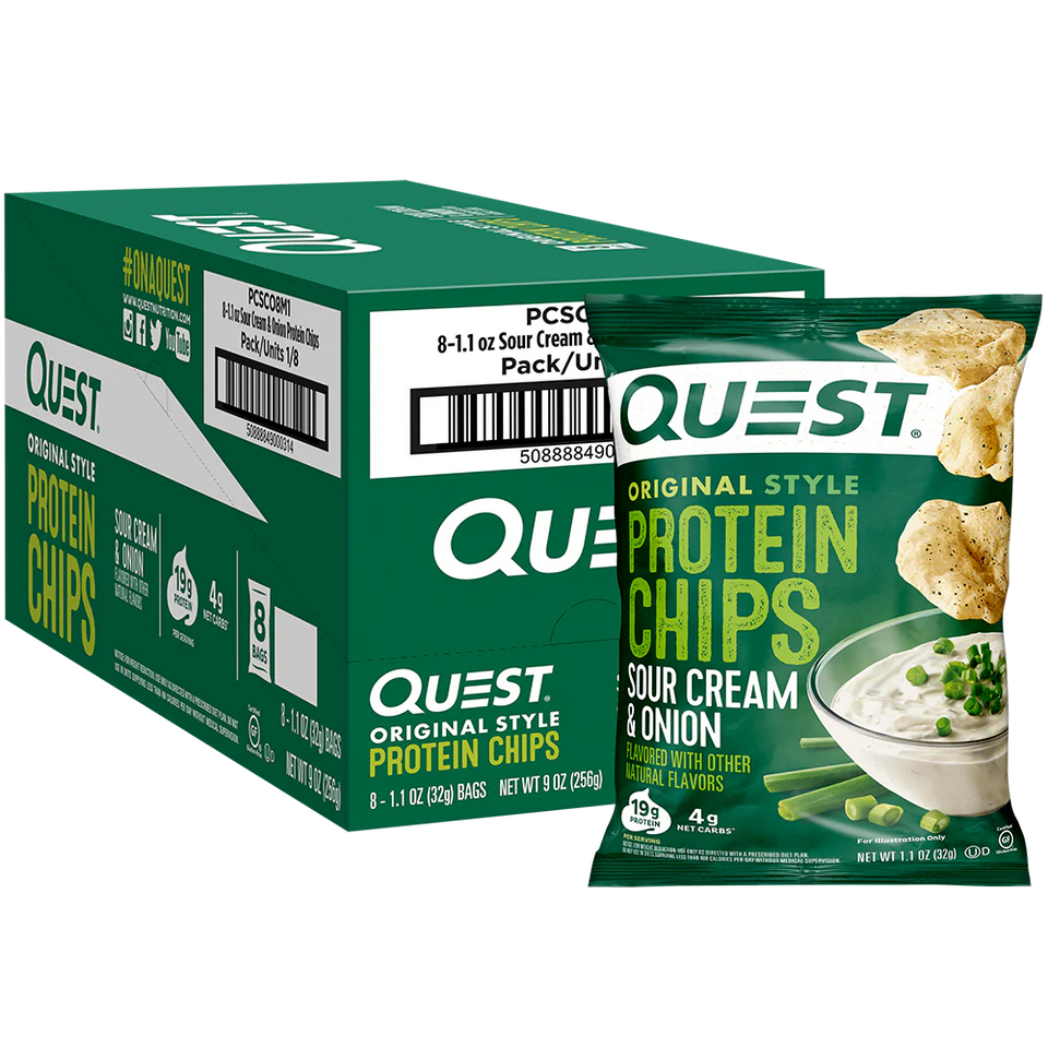 Sour Cream & Onion Protein Chips Original Style  | 8er Maxipack