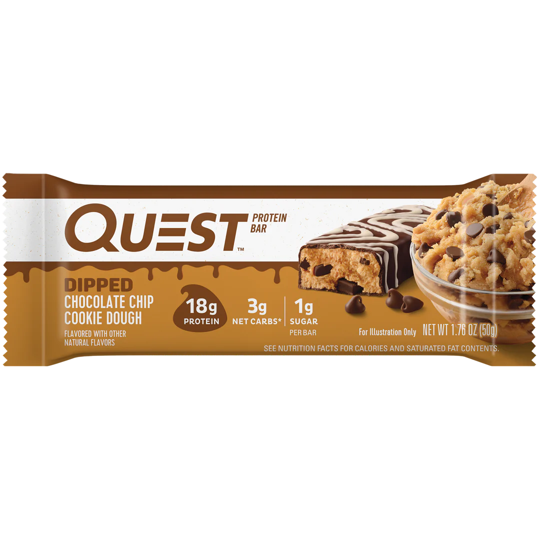 Überzogener Cookie Dough Quest Proteinriegel