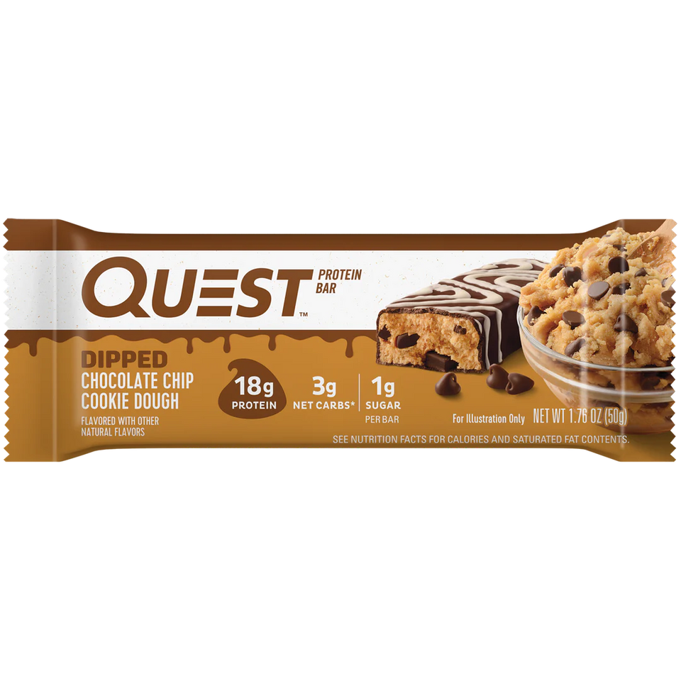Überzogener Cookie Dough Quest Proteinriegel