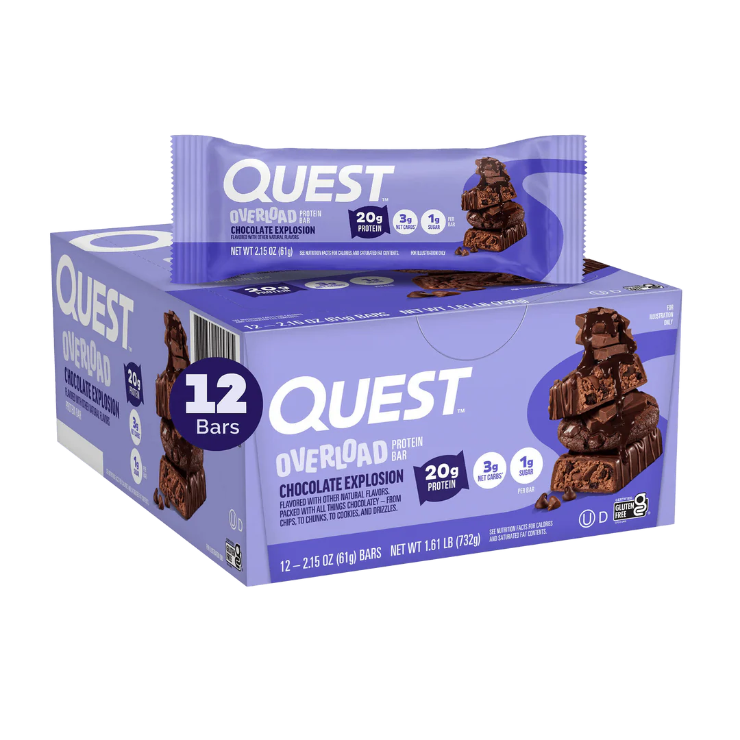 Chocolate Explosion Overload Quest Proteinriegel | Maxipack mit 12 Stück