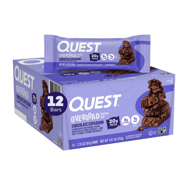 Chocolate Explosion Overload Quest Proteinriegel | Maxipack mit 12 Stück