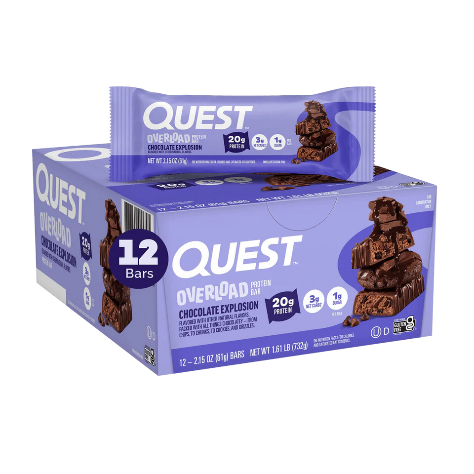Chocolate Explosion Overload Quest Proteinriegel | Maxipack mit 12 Stück