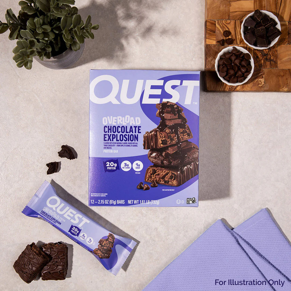 Chocolate Explosion Overload Quest Proteinriegel | Maxipack mit 12 Stück
