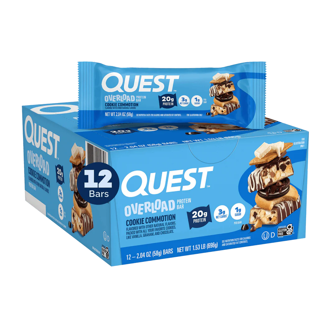 Cookie Commotion Overload Quest Proteinriegel | Maxipack mit 12 Stück