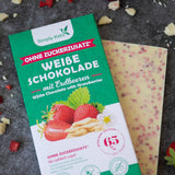 Zuckerreduzierte Weiße Schokolade mit Erdbeeren | 30% Kakao | 12er Pack