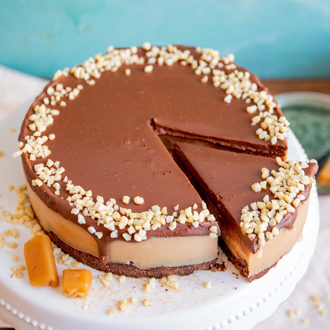 Vegane Low-Carb & Keto Schoko-Karamell Torte